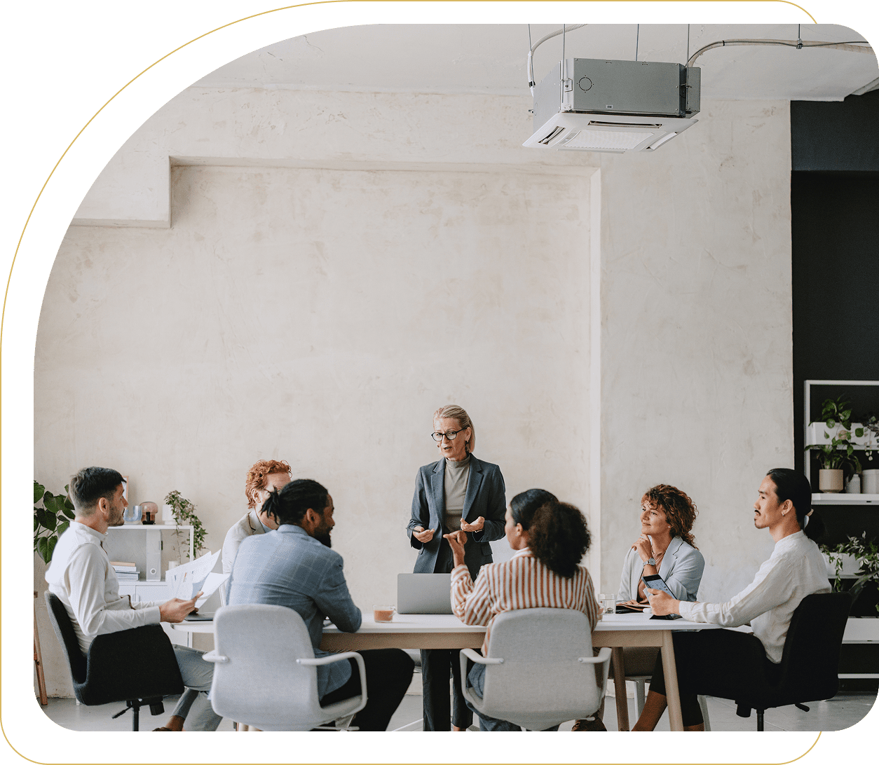 Team discussion around conference table