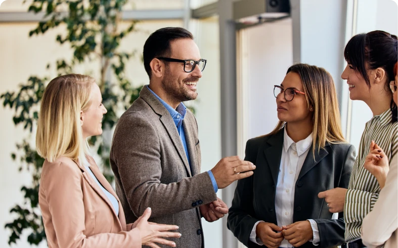 Group discussing in a bright office