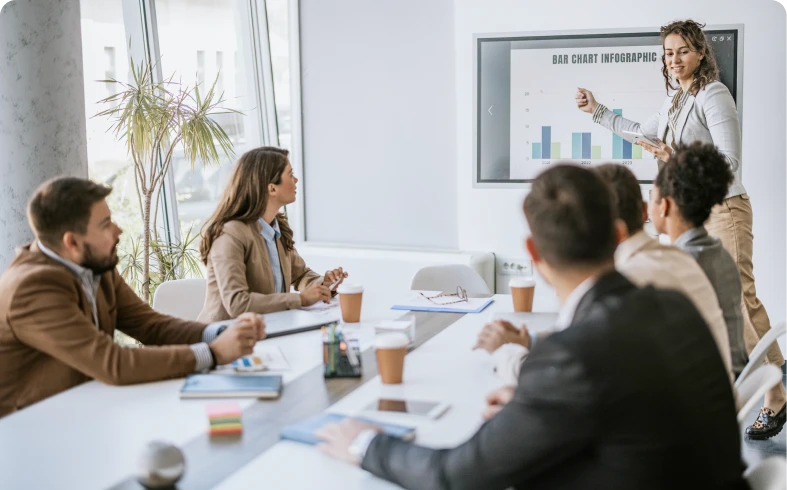 Business presentation with graph