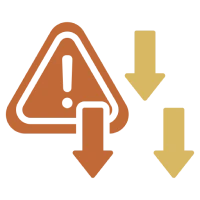Warning sign with downward arrows