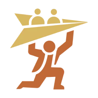 Person carrying paper plane with figures